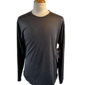 BYLT Mens Drop Cut Performance Long Sleeve Dark Charcoal Crew Neck Shirt XL